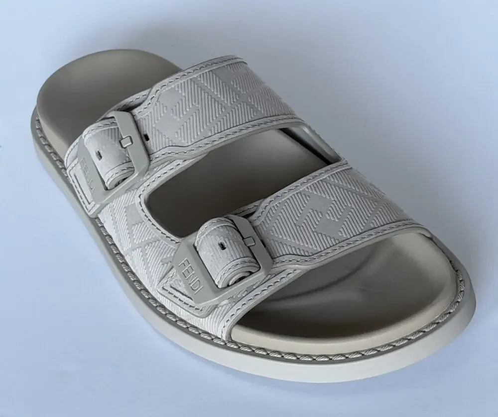 Fendi Men's FF Feel Slide Sandals Beige 8 US/7 UK IT 7X1604 NIB $1050